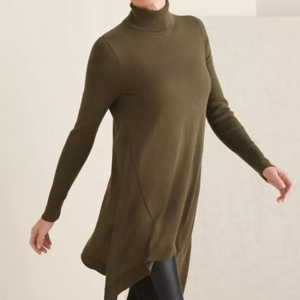 Chicos Cashmere Featherweight Turtleneck Brown Sweater 1 Medium